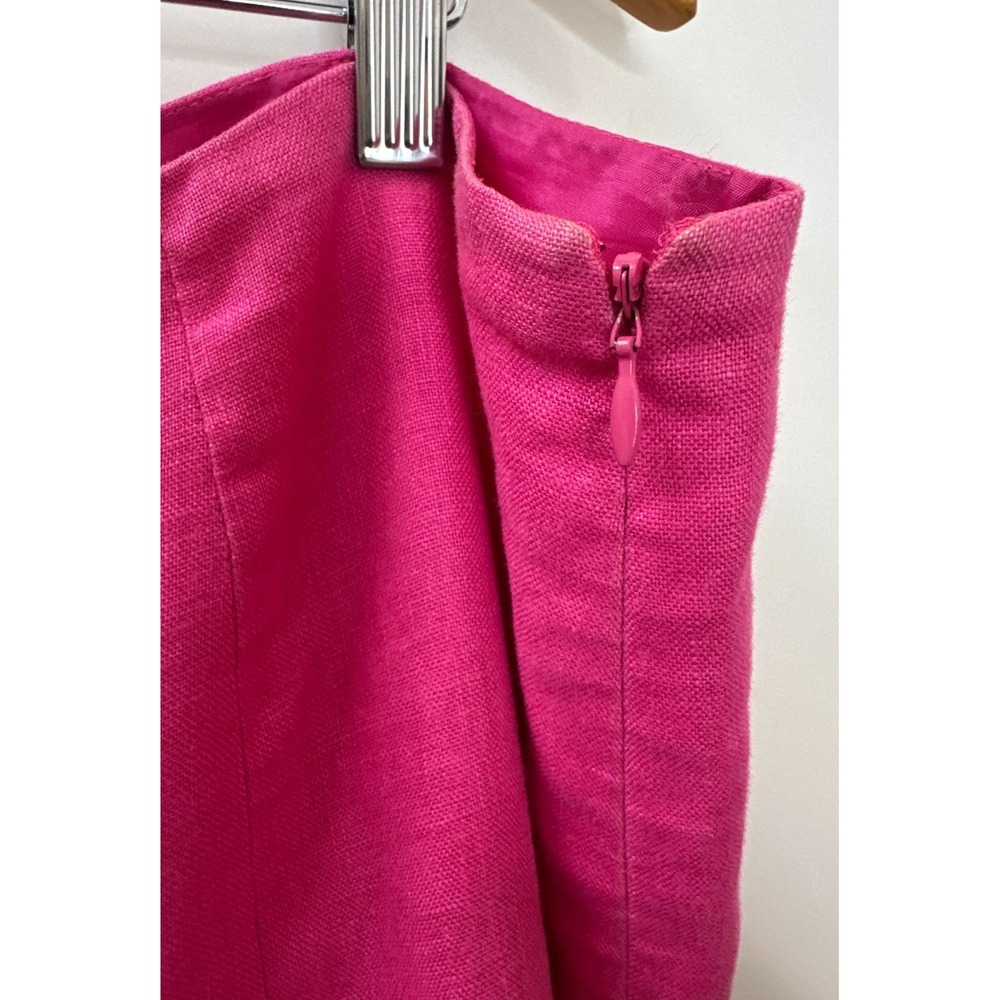 Lauren Ralph Lauren Pink 100% Linen Flounce Hem Skirt Sz 14 A-Line Flare Preppy - Picture 6 of 12